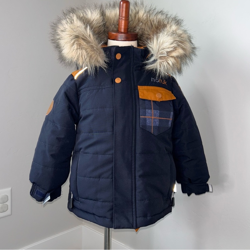 Boys Navy/Gold Nano insulated Jacket. EUC! Size 2T